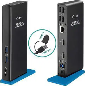 i-tec USB 3.0/USB-C Dual Docking Station for Tablets und Notebooks  2x HDMI Full HD+, 4x USB 2.0, 2x USB 3.0, Gigabit Ethernet, Audio/Mic, Compatible with Windows, macOS, Linux