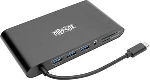 Tripp Lite USB 3.1 Gen 1 USB-C Docking Station with USB-A, HDMI, VGA, mDP, Gigabit Ethernet, Mem Card, 3.5mm and USB-C PD Charging, Black Housing USB C, USB Type C, USB Type-C