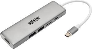 Tripp Lite USB C Docking Station with USB-A Hub, HDMI, Micro SD, PD Charging 4k at 30Hz Thunderbolt 3 Silver