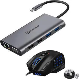 UtechSmart 11 in 1 Triple Display USB Type C Docking Station and Venus Gaming Mouse