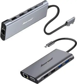 MacBook Pro Docking Station, 4K Triple Display Hiearcool 9 in 2 Laptop Docking Station Compatible for MacBook Pro/Air Thunderbolt 3 11 in 1 Triple Display USB C Hub