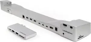 LandingZone 2-Item Bundle: Docking Station and USB Type-C Hub for The 15-inch MacBook Pro with Touch Bar Models A1707 & A1990 Released 2016 to 2018 (15-inch Silver Docking Station, Silver Hub)