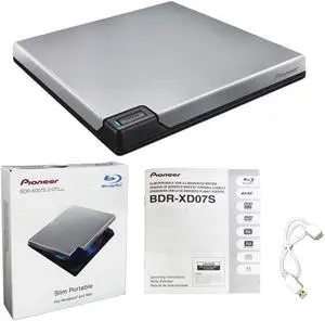 Pioneer BDR-XD07S Portable 6X Blu-ray Burner External Drive Bundle with USB Cable - Burns CD DVD BD DL BDXL Discs Pioneer BDR-XD07S Portable 6X Blu-ray Burner External Drive Bundle with USB Cable - Burns CD DVD BD DL BDXL Discs