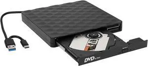 External DVD Drive, USB Type-C 3.0 CD Player Dual Port DVD Burner CD DVD Rewriter Burner Compatible with Windows XP/7/10, Laptop, Desktop External DVD Drive, USB Type-C 3.0 CD Player Dual Port DVD Burner CD DVD Rewriter Burner Compatible with Windows XP/7/10, Laptop, Desktop