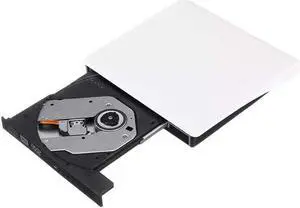 YADSHENG Optical Drive USB 3.0 Portable Slim External DVD-RW Optical Drive Player Writer CD/DVD Player for PC Notebook External CD DVD Drive External CD Drive (Color : White, Size : One Size)