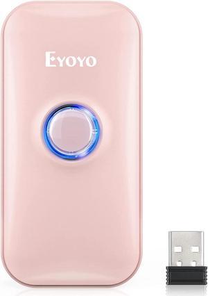 Eyoyo Mini 1D Bluetooth Barcode Scanner, 3-in-1 Bluetooth & USB Wired & 2.4G Wireless Barcode Reader Portable Mini Bar Code Scanning Work with Windows, Android, iOS, Tablets or Computers(Pink)