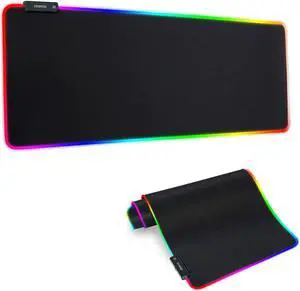 RGB Gaming Mouse Mat Pad - Large Extended Led Mousepad with 14 Lighting Modes 2 Brightness Anti-Slip Rubber Base with Waterproof Coating Mouse Mat for Gamer 8003004mm/31.511.80.16 inch