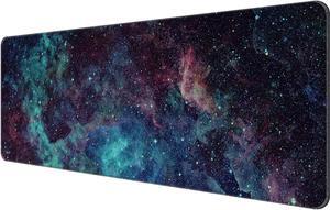 Thin Extended Gaming Mouse Pad 31.5 * 11.8 * 0.08 inch with Stitched Edges Large  Long XXL Keyboard and Mouse pad Desk Mat for Gaming Office & Home - Galaxy Space