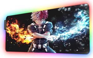 RGB Gaming Mouse pad Anime Todoroki Custom Design Mousepad,Mouse Pads with Non-Slip Rubber Base,Stitched Edges Mouse mat,Washable Desk pad for Computer Keyboard mice Laptop & PC,31.5x11.8 inch