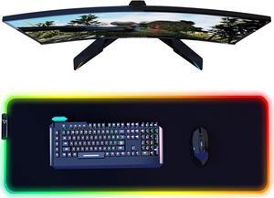 RGB Gaming Mouse Pad, Large Mousepad with 12 Lighting Modes 2 Brightness Levels, Big Mouse Mat LED Extended Mouse Pad Anti-Slip Waterproof, Computer Keyboard Mousepad Mat (31.5 x 11.8 Inch)