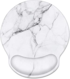 Ergonomic Mouse Pad with Wrist Support Decorative Mouse Mat for Women Non-Slip Rubber Base Mousepad for Desk Laptop Gaming Working Computers Easy Typing & Pain Relief White Marble
