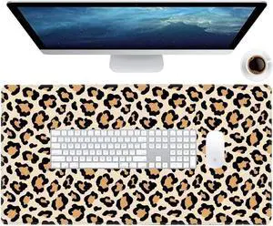 Large Gaming Mouse Pad XXL[30% Large] Mouse Pad Extended Mouse Pad for Laptop Computer Big Keyboard MousePads Full Desk Large Big Mouse Pad with Stitched Edges(31.5“x15.8“x0.12“) (Leopard)