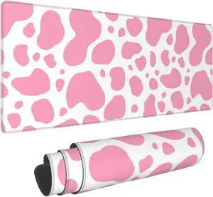 Pink Cow Print Gaming Mouse Pad Large XL Desk Mat Long Extended Pads Big Mousepad for Home Office Decor Accessories 31.5 X 11.8 Inch