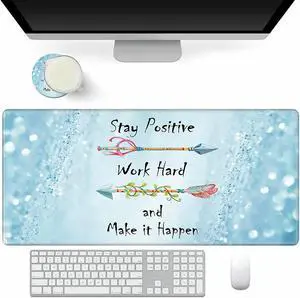 Desk Pad Mat Gaming Mouse Pads with Coasters, Office Desk Mat 31.5"x 11.8" Large Gaming Mouse Pad Durable Extended Non-Slip Rubber Base Keyboard Pad for Laptop & Home,Shine Blue