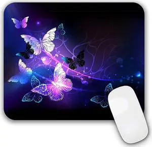 Mouse Pad Gaming Mouse Pad Non-Slip Rubber Base Mouse Mat with Designs for Laptop Computer & Office 9.5 x 7.9 x 0.12 inches (Purple Butterflies)
