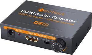 Neoteck 4K HDMI Audio Extractor with Volume Knob, HDMI to Optical Spdif Toslink + R/L(RCA) + 3.5mm Stereo Audio Converter for Blu-ray DVD Player Sky HD Box PS3 PS4