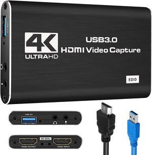 4K Capture Card, SFABF 1080P HDMI Audio Video Capture Card via DSLR Camcorder Computer PS4 X-box for Live Streaming Broadacast Video Recording Gaming USB 3.0 Video Capture Adapter Game Capture Device