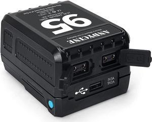 ANDYCINE Mini V-Mount Battery V-Lock 95Wh 10A Draw Batteries with Dual D-Tap & USB-A Output to Power Camcorder Camera,Compatible with BMPCC 4K,6K, Led Studio Lights(Battery Charger NOT Includ)