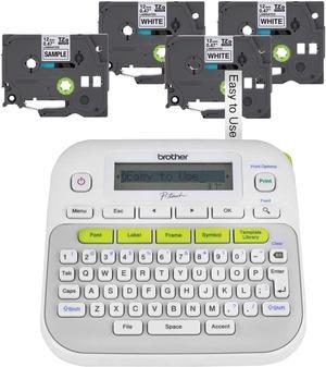 Brother P-Touch, PTD210, Easy-to-Use Label Maker Bundle (4 Label Tapes Included)