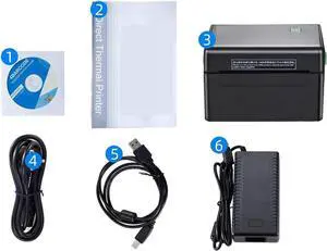 4 Inch Label Printer Portable Functional Thermal Printer Support USB Interface 152mm/s Barcode Printer Black White(DT108B Black) 4 Inch Label Printer Portable Functional Thermal Printer Support USB Interface 152mm/s Barcode Printer Black White(DT108B Black)