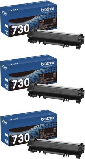 Brother Genuine TN730 3-Pack Standard Yield Black Toner Cartridge with Approximately 1,200 Page Yield/Cartridge