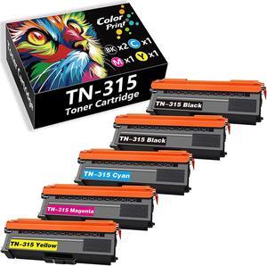 5-Pack (2BK,C,M,Y) ColorPrint Compatible TN315 Toner Cartridge Replacement for Brother TN-315 TN315BK TN315C TN315M TN315Y TN310 HL-l8350CDW HL-4150CDN MFC-9460CDN HL-L8250CDN HL-4570CDW MFC-L8650CDW