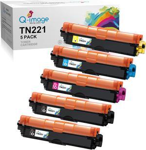 Q-image Compatible Toner Cartridge Replacement for Brother TN221 TN225 TN-221 for HL-3170CDW MFC-9130CW HL-3140CW HL-3180CDW MFC-9330CDW MFC-9340CDW (2 Black, 1 Cyan, 1 Magenta, 1 Yellow, 5-Pack)