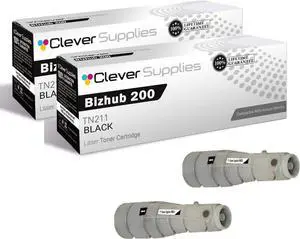 Compatible Toner Cartridge Replacement for Konica Minolta Bizhub 200 TN211 Black BizHub 200 222 250 282 Toner Cartridge 2 Pack
