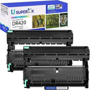 USUPERINK Compatible Drum Unit Replacement for Brother DR420 DR-420 to use with HL-2270DW HL-2280DW HL-2240 HL-2230 MFC-7360N MFC-7860DW DCP-7065DN(Black, 2 Pack)