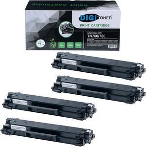 DIGITONER Compatible Toner Cartridge Replacement with Chip for Brother TN760 TN730 TN-760 TN-730, Black [4 Pack]