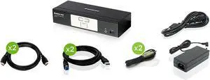 IOGEAR 2-Port HDMI 4K KVMP Switch - 2-Port USB 3.1 Hub Transfer Rate 5Gbps - 4K 60Hz - Control 2 Computers w/1 Keyboard Mouse - HD Audio - Auto Scan Mode - TAA - Mac / Win - GCS1932H