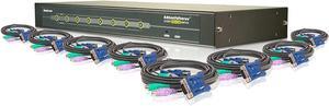 IOGEAR 8-Port PS/2 KVM Switch Kit with KVM Cables, GCS78KIT