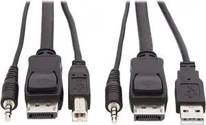 Tripp Lite DisplayPort KVM Cable Kit 3 in 1 4K USB 3.5mm Audio 3xM/10ft (P783-010) Tripp Lite DisplayPort KVM Cable Kit 3 in 1 4K USB 3.5mm Audio 3xM/10ft (P783-010)