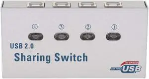 Ennovor USB Auto Sharing Switch KVM Switcher Adapter Box 4 Computer Share 1 USB Device/662 (Branco)