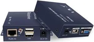 Up to 656Ft/200m,VGA KVM UTP Extender Video Audio Over RJ45 Cat5e Cat6 Sender Receiver Set