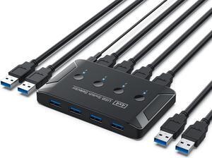 KVM Switch Selector, 4 Computer Sharing 4 USB Devices USB 3.0 Switches Box for Mouse Keyboard Scanner Printer with Individual Switch Button
