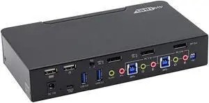 Ennovor gofanco Prophecy 2-Port DisplayPort 1.2 USB KVM Switch  4K @60Hz 4:4:4, 21.6Gbps, HDCP 1.3, USB Keyboard/Mouse, USB 3.0 Hub, MIC in, Stereo Out, Hotkeys, TAA Compliant (PRO-KVMDP-2Pv2)