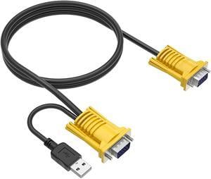 VGA KVM Cable 10ft, Yinker USB VGA 2in1 KVM Cable for VGA KVM Switch (1pack, 3m)