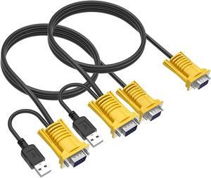 VGA KVM Cable 5ft, Yinker USB VGA 2in1 KVM Cable for VGA KVM Switch (2pack, 1.5m)