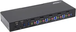 Ennovor gofanco Prophecy 4-Port DisplayPort 1.2 USB KVM Switch  4K @60Hz 4:4:4, 21.6Gbps, HDCP 1.3, USB Keyboard/Mouse, USB 3.0 Hub, MIC in, Stereo Out, Hotkeys, TAA Compliant (PRO-KVMDP-4Pv2)