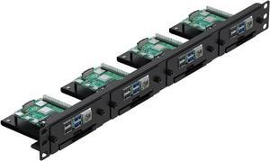 UCTRONICS 19 1U Rack Mount for Raspberry Pi with SSD Mounting Brackets, Thumbscrews Front Removable Bracket Supports Up to 4 Raspberry Pi 3B/3B+, 4B and 4 SSDs, Option SD Card Adapter