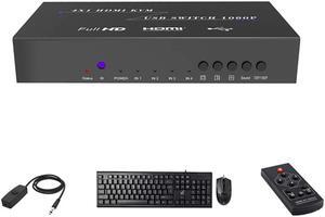HDMI KVM Switch 4 in 1 Out 4 Ports KVM Multi-Screen Switching Support U Disk Printer Sharing Video 4 Computers Sharing Mouse and Keyboard