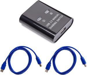 Printer Sharing Switch, Manual Switcher Adapter, 2 Computer Share 1 Printer Scanner USB Device Hub with 2 Pack Male Cables
