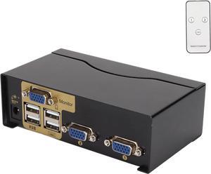 KUIDAMOS 2 in 1 Out VGA KVM Switch Box, Monitor KVM Switcher Standard 1U Desktop Design Two Switching Modes for Office for Home(#3)