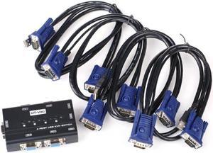 4 Port USB KVM Switch Manual Switcher 1920x1440 with Cables MT-460KL Wide Screen