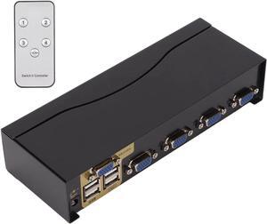 Switcher Selector KVM Switch VGA 1920 X 1440 Resolution 2 Switching Modes 4 USB Connector VGA Switch KVM Switch Hub Adapter for Keyboard Mouse Printer (US Plug)