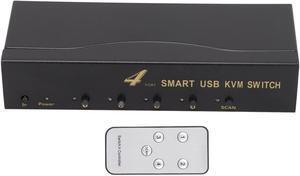 4 Port VGA KVM Switch, 1920 X 1440 Resolution 2 Switching Modes 4 USB Connector VGA Switches, for Work, Video Conferencing, Teaching, Conferences(Black)