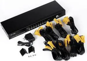 Ennovor 8 Ports Automatic USB 2.0 KVM Switch with Synchronous Mode Key or Button Multi-PCs VGA Controller 19' Rack MT-2108UL Auto
