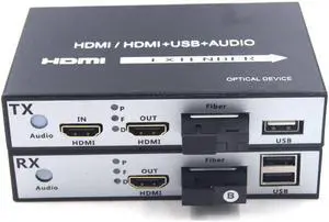 Ennovor HDMI Extenders - HDMI Video/Audio Over Fiber Optic up 20Km,Transmitter and Receiver (with KVM and Loop Out)