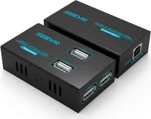 SGEYR Metal USB Ethernet Extender Over Cat5e/6, 50M, No Drivers, 4 USB 2.0 Ports, Play and Plug, Supports All Operating Systems, PC and Web Cameras